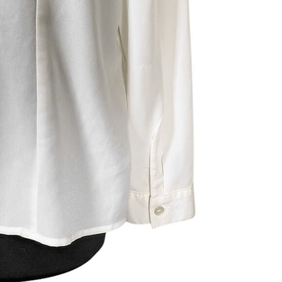 Chico's Women's Shirt Button Up Ivory Gold Embellished Blouse Top Size 2 US L/12 - Picture 9 of 10